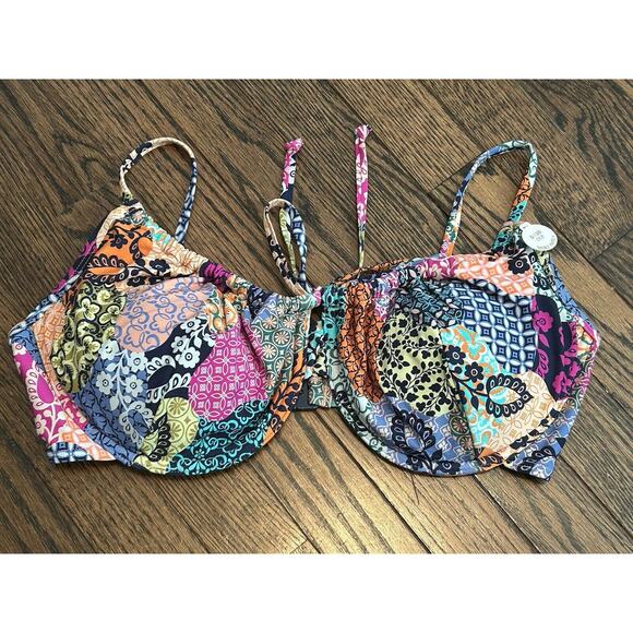 Artesands Salmagundi Multi Degas Bikini Top Size 14 Tropical Underwire NWT - Picture 3 of 15